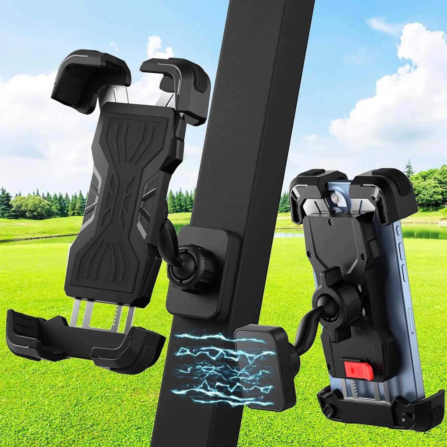 MoKo Golf Cart Magnetic Phone Holder 360° Rotatable Cell Phone Holder Compatible with EZGO/Club Car/Yamaha Magnet Golf Cart Phone Mount fits iPhone 16/Pro/Pro Max/Plus Other Phones Up to 6.7"